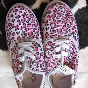 EASY BRAND LADIES PINK LEOPARD SNEAKERS BRAND NEW